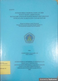 Fungsi dikia baruda pada acara sunat rasul (khitanan) di Nagari Andaleh Baruh Bukit Kecamtan Sungayang Kabupaten Tanah Datar: skripsi + CD