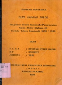 Laporan penulisan tari indang Solok