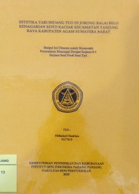 Estetika tari indang tuo di Jorong Balai Belo Kenagarian Koto Kaciak Kecamatan Tanjung: skripsi + CD
