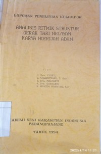 Analisis ritmik struktur gerak tari nelayan karya hoerijah Adam: Lap. penelitian kelompok