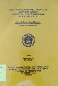 Image of Karakteristik tari piriang Sumani di Nagari Sumani Kecamatan x Koto Singkarak Kabupaten Solok: skripsi + CD