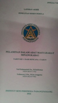 Pelaminan dalam adat masyarakat minangkabau  (tahun ke 1 dari rencana 1 tahun)